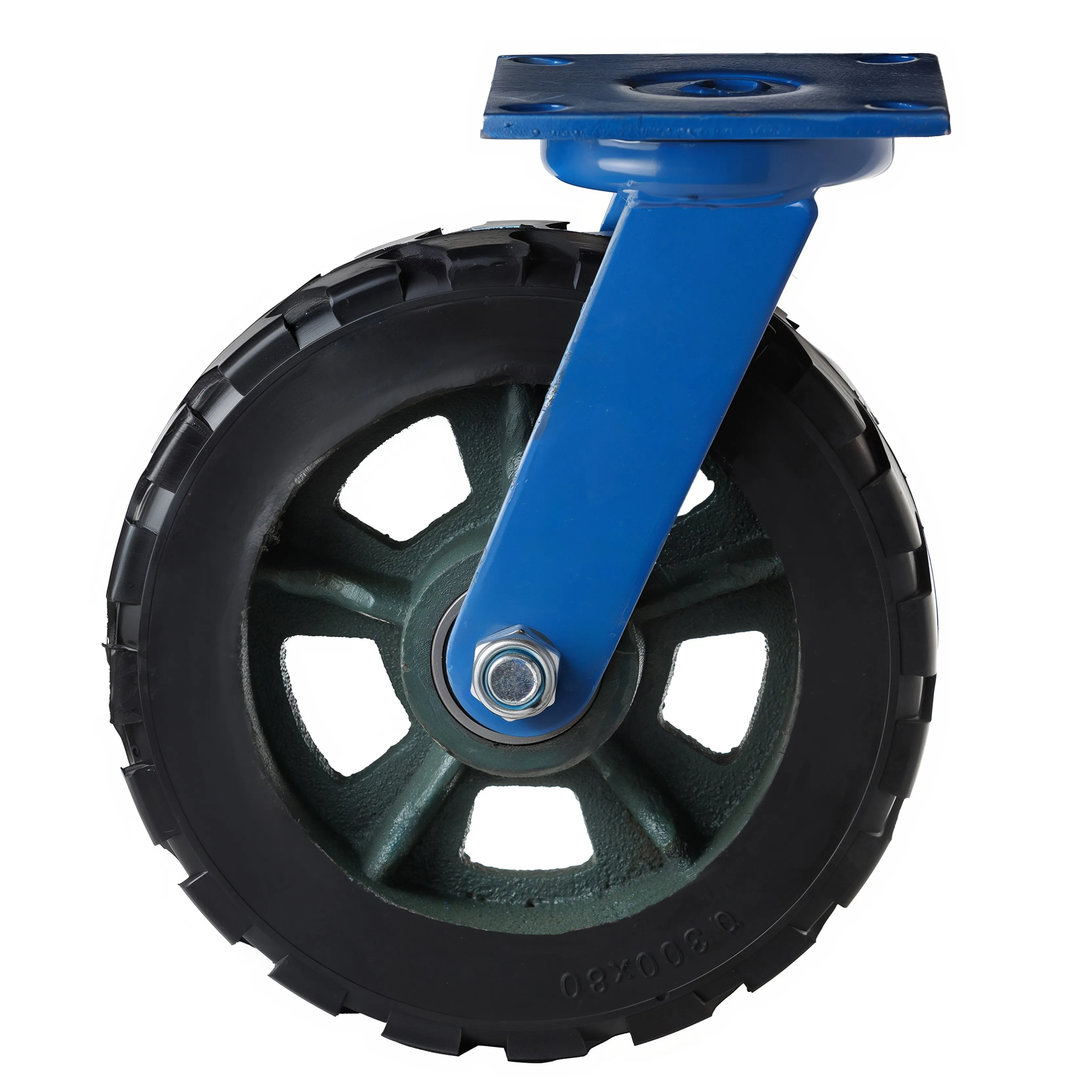 Сверхбольшегрузное обрезиненное колесо 300мм, максимальная нагрузка 1000 кг, поворотное, шариковые подшипники - SHd 95
